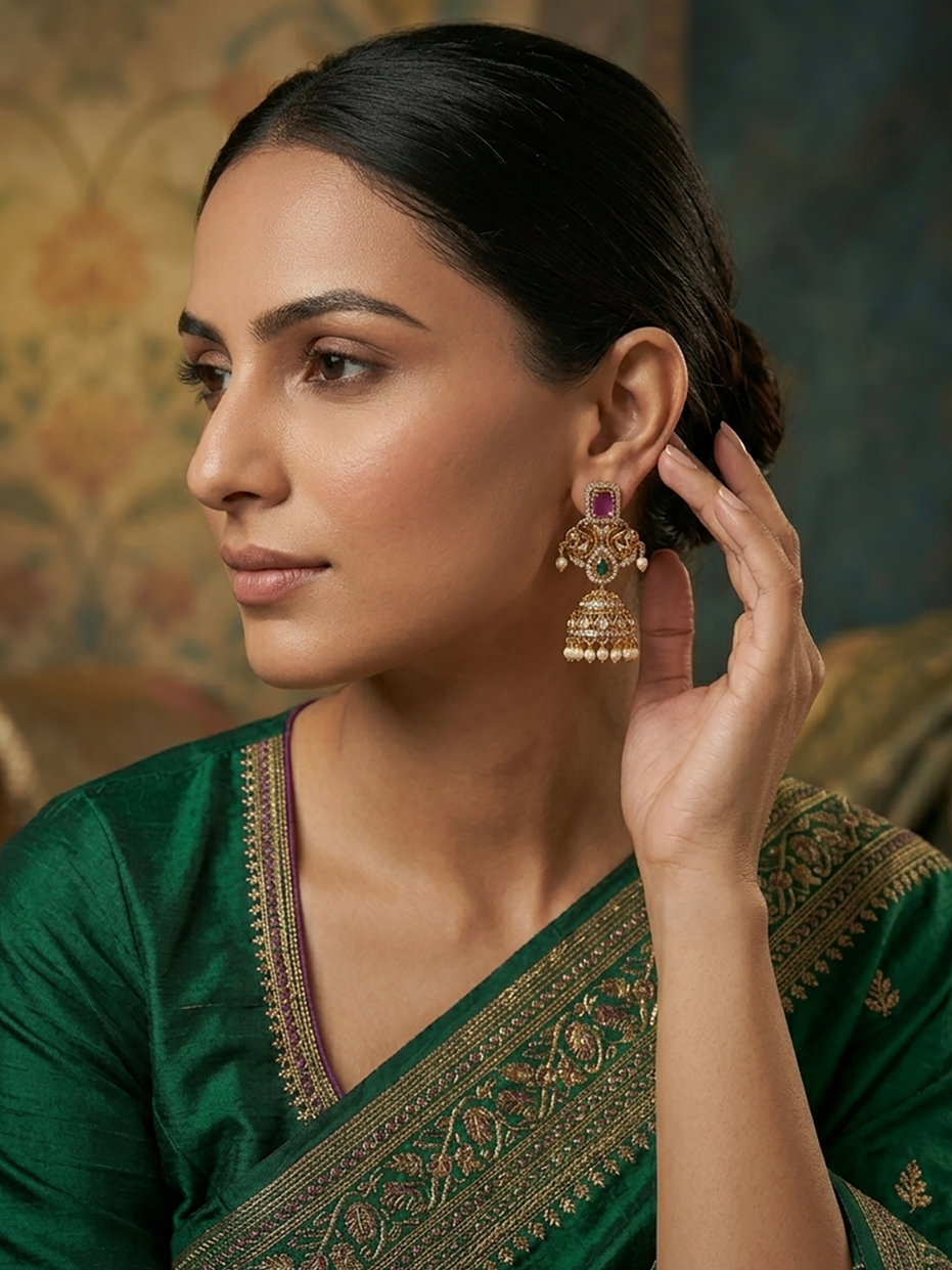 Velnika Matte Black Plated Jhumka