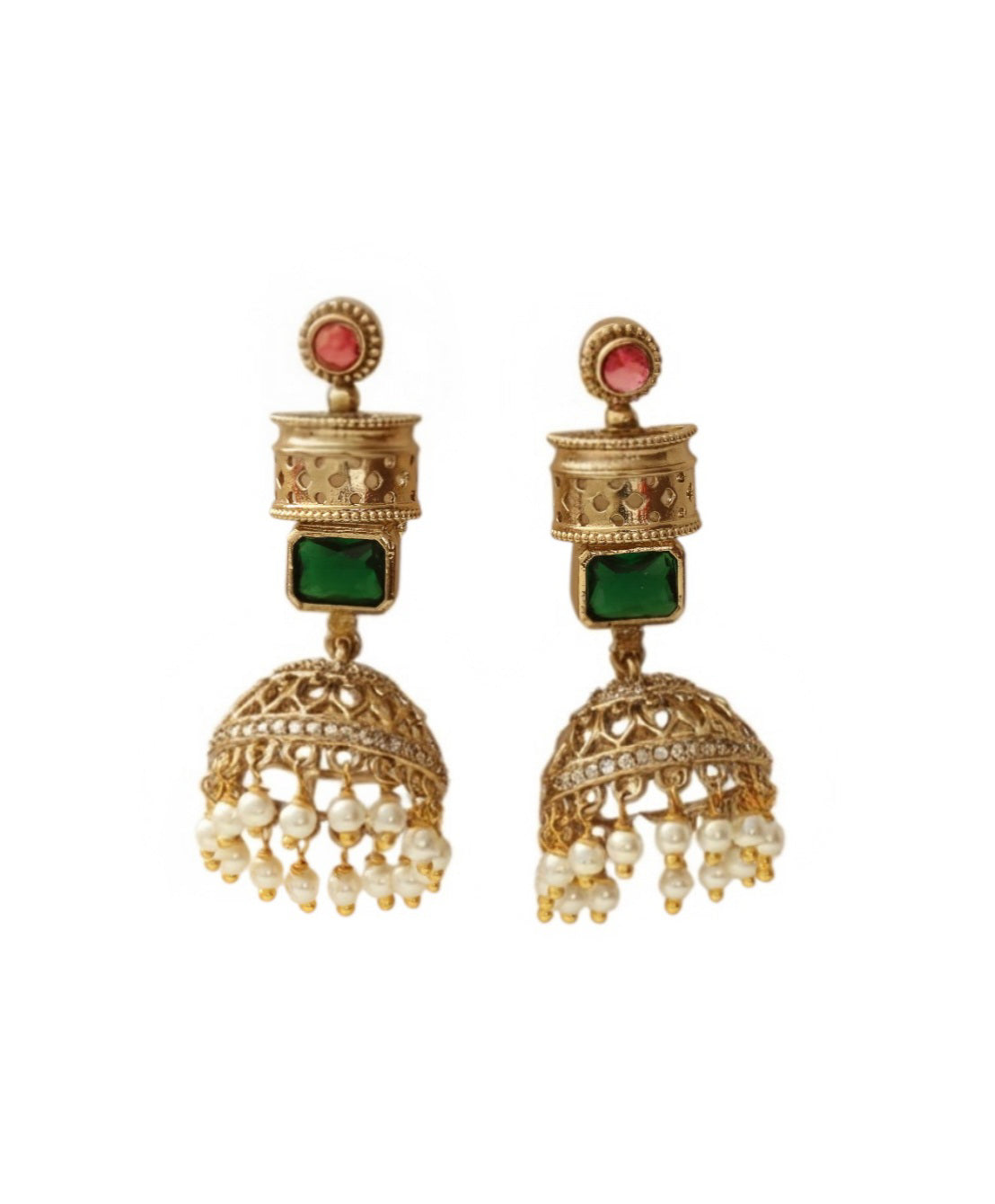 Traditional Square Mehendi Plated Jhumka