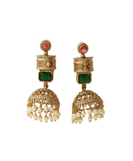 Traditional Square Mehendi Plated Jhumka