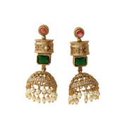 Traditional Square Mehendi Plated Jhumka