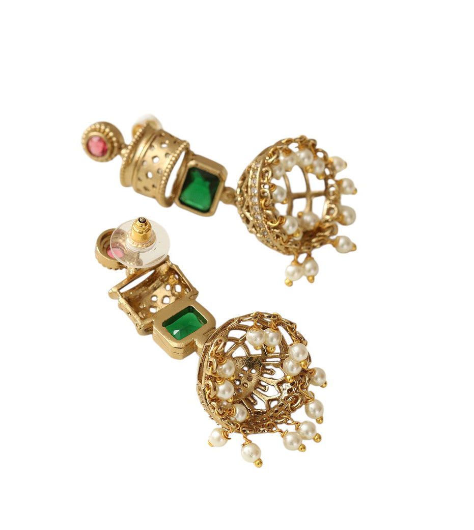 Traditional Square Mehendi Plated Jhumka