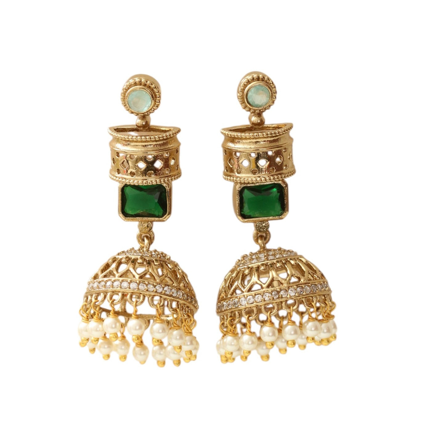 Traditional Square Mehendi Plated Jhumka