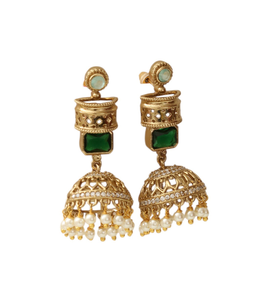 Traditional Square Mehendi Plated Jhumka