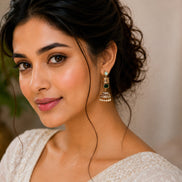 Traditional Square Mehendi Plated Jhumka