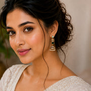 Traditional Square Mehendi Plated Jhumka