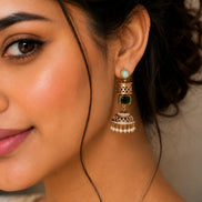 Traditional Square Mehendi Plated Jhumka