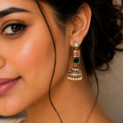 Traditional Square Mehendi Plated Jhumka
