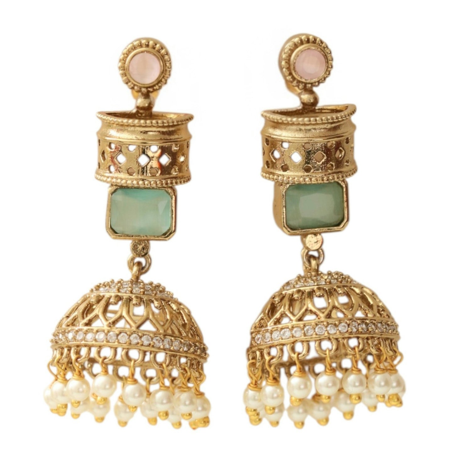 Traditional Square Mehendi Plated Jhumka