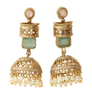 Traditional Square Mehendi Plated Jhumka