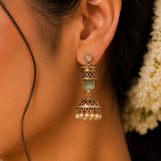 Traditional Square Mehendi Plated Jhumka