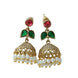 Traditional Single Leaf Petals Mehendi Plated Jhumka
