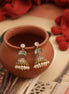 Traditional Single Leaf Petals Mehendi Plated Jhumka