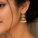 Traditional Single Leaf Petals Mehendi Plated Jhumka