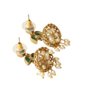 Traditional Single Leaf Petals Mehendi Plated Jhumka