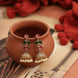 Traditional Double Layered Leaf Petals Mehendi Plated Jhumka