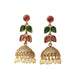 Traditional Double Layered Leaf Petals Mehendi Plated Jhumka