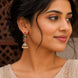Traditional Double Layered Leaf Petals Mehendi Plated Jhumka