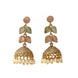 Traditional Double Layered Leaf Petals Mehendi Plated Jhumka