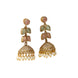 Traditional Double Layered Leaf Petals Mehendi Plated Jhumka