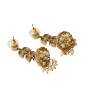 Traditional Double Layered Leaf Petals Mehendi Plated Jhumka