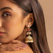 Traditional Double Layered Leaf Petals Mehendi Plated Jhumka