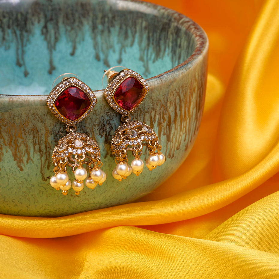 Square Loop Mehendi Plated Jhumka