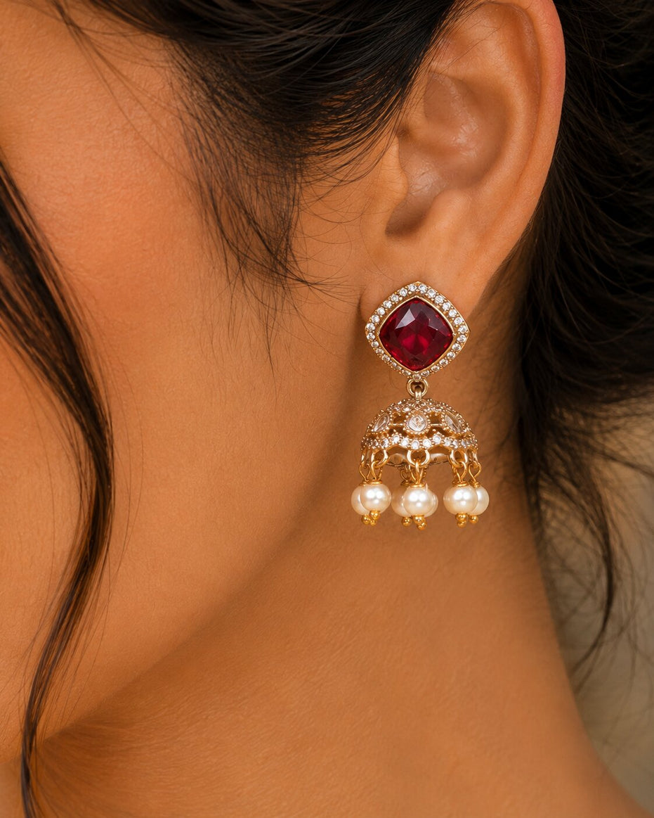 Square Loop Mehendi Plated Jhumka