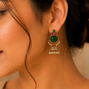 Pearl Drop Intricated Detailing Mehendi Plated Jhumka