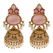 Pearl Drop Intricated Detailing Mehendi Plated Jhumka