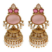 Pearl Drop Intricated Detailing Mehendi Plated Jhumka