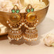 Pearl Drop Intricated Detailing Mehendi Plated Jhumka