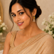 Pearl Drop Intricated Detailing Mehendi Plated Jhumka