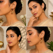 Pearl Drop Intricated Detailing Mehendi Plated Jhumka