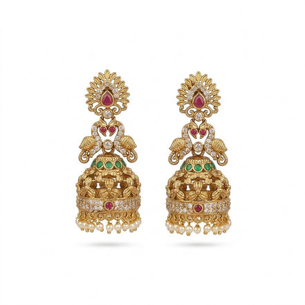 Traditional Gold Plated Peacock Jhumka