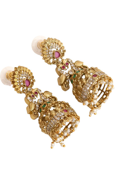 Traditional Gold Plated Peacock Jhumka