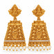 Traditional Temple Jhumka Earrings with Intricate Gopuram Pattern, Carved Architectural Motifs and Pearl Bead Fringe