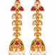 Mehendi Plated Floral Jhumka Earrings with Teardrop Leaf Pattern, Multilayer Stone Embellishments and Pearl Bead Fringe