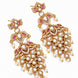 Mehendi Plated Chandbali Jhumka Earrings with Lotus Floral Pattern, Teardrop Motifs and Pearl Fringe