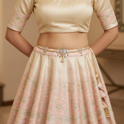Two Tone Gold & Silver Plated Kundan Stone Studded Floral Hip Belt