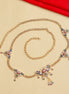 Two Tone Gold & Silver Plated Multicolor Stone Floral Hip Belt