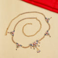 Two Tone Gold & Silver Plated Multicolor Stone Floral Hip Belt
