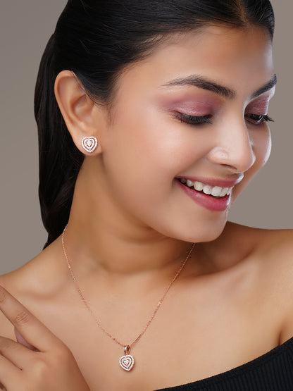 Chic Rose Gold Locket Set with Heart-Shaped Pendant