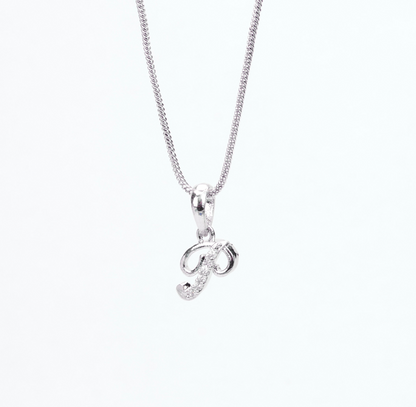 Alphabet P Rhodium Locket with Chain (18")