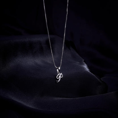 Alphabet P Rhodium Locket with Chain (18")