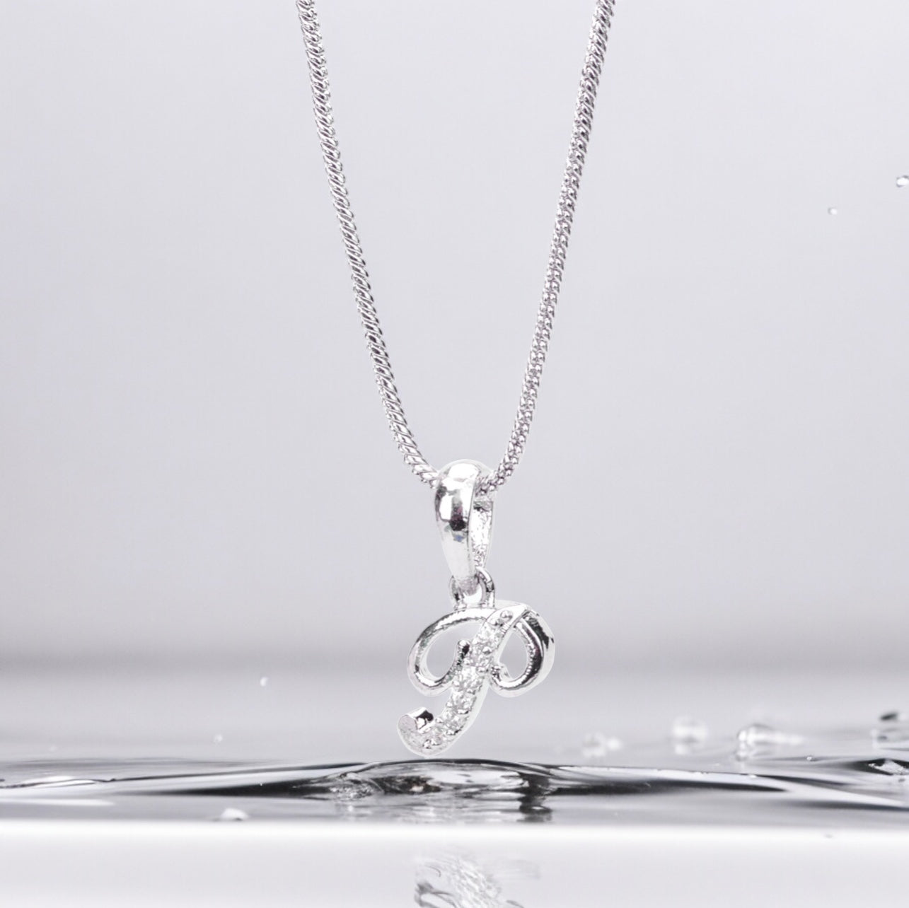 Alphabet P Rhodium Locket