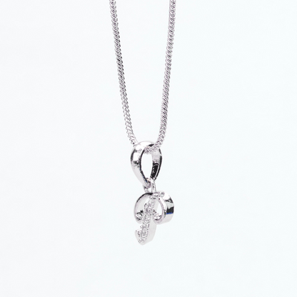 Alphabet P Rhodium Locket with Chain (18")