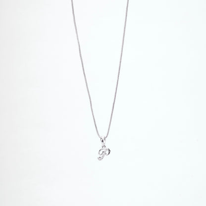 Alphabet P Rhodium Locket with Chain (18")