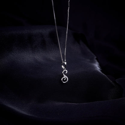 Alphabet S Rhodium Locket with Chain