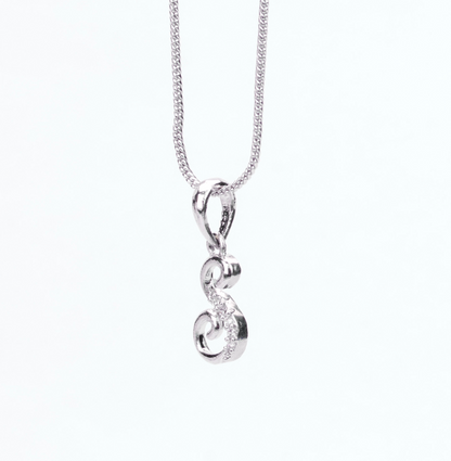 Alphabet S Rhodium Locket with Chain