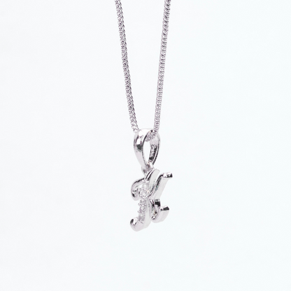 Alphabet K Rhodium Locket with Chain